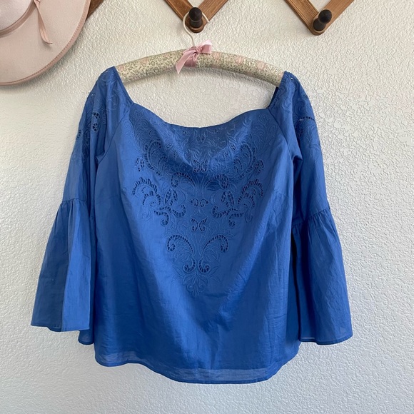 Chico's Tops - Chico’s | sz 2 large Like new embroidered off the shoulder top blouse bl…